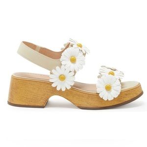 Lucky Brand Juleii Daisy Platform Sandal Wooden Clog Leather Sandals